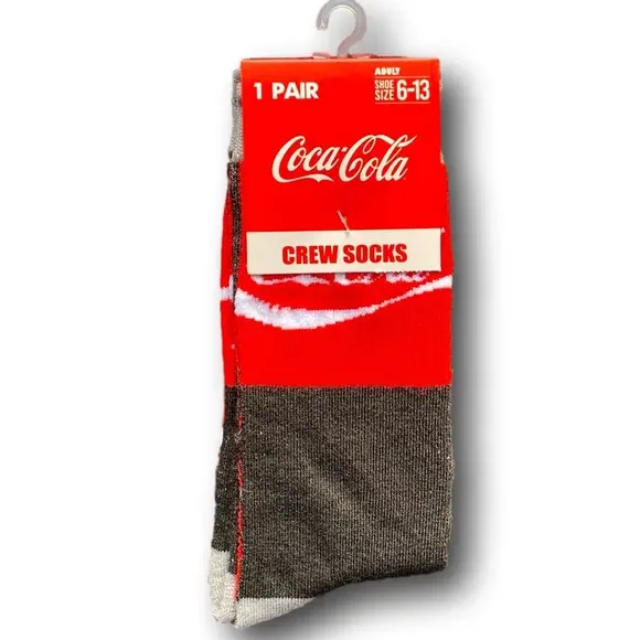 Coca Cola Red and Gray Crew Socks - Picture 1 of 3
